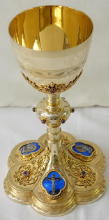 French antique solid silver gilt Gothic Chapel Set